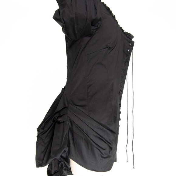 Betsey Johnson Y2K Ruffle-Back Button Top - Picture 6 of 7